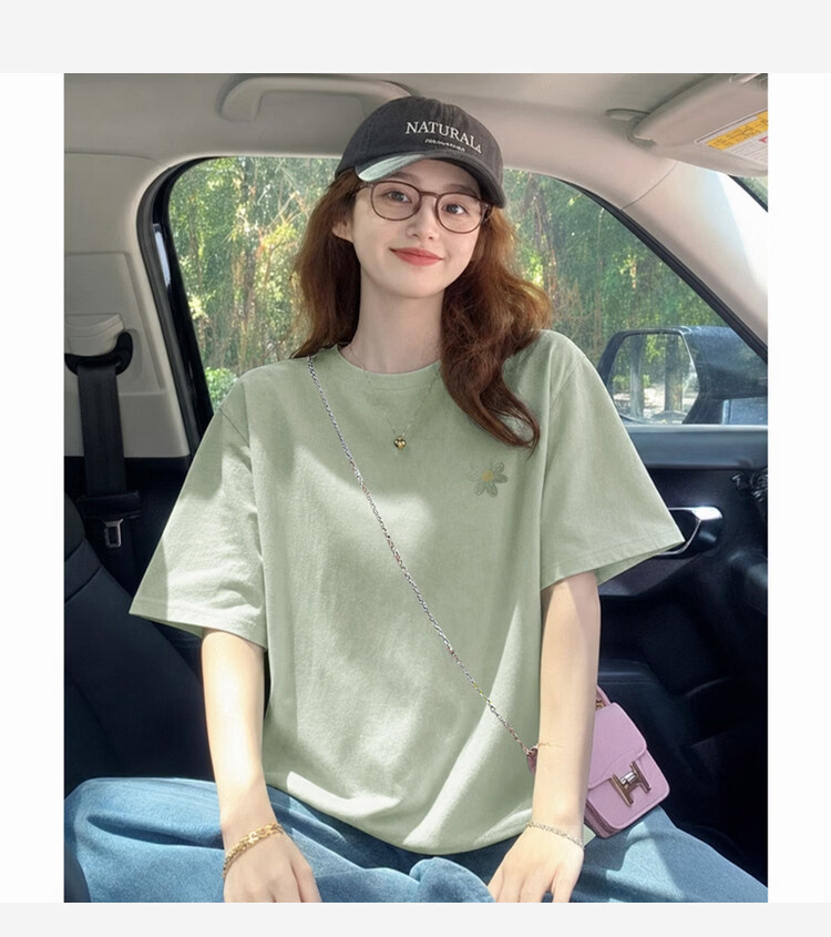 TonLion 2026 Summer Women's Short Sleeve T-Shirt Cute Versatile Fresh Style Cotton Casual Crew Neck Tee Petite 7