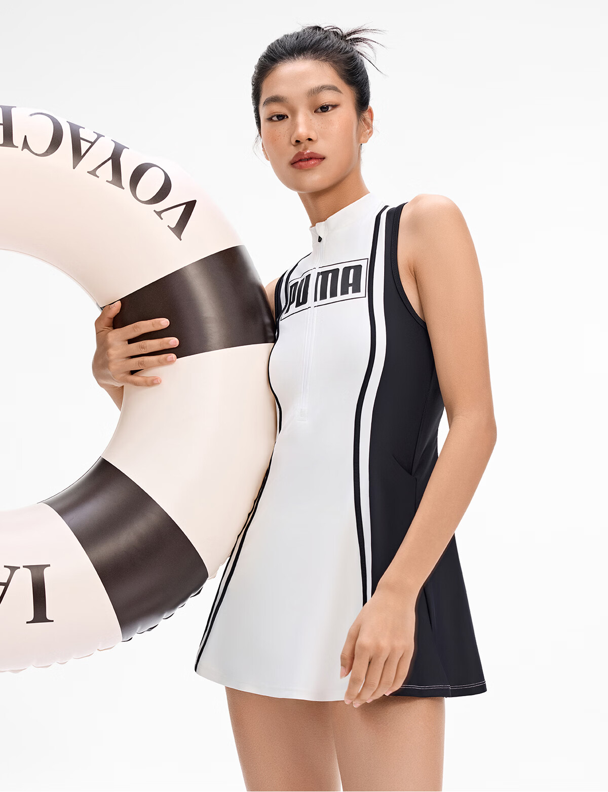 PUMA Women's One-Piece Skirted Swimsuit UV Protection Antibacterial Princess Waist Anti-Exposure Hip Coverage Slimming Swimwear 35