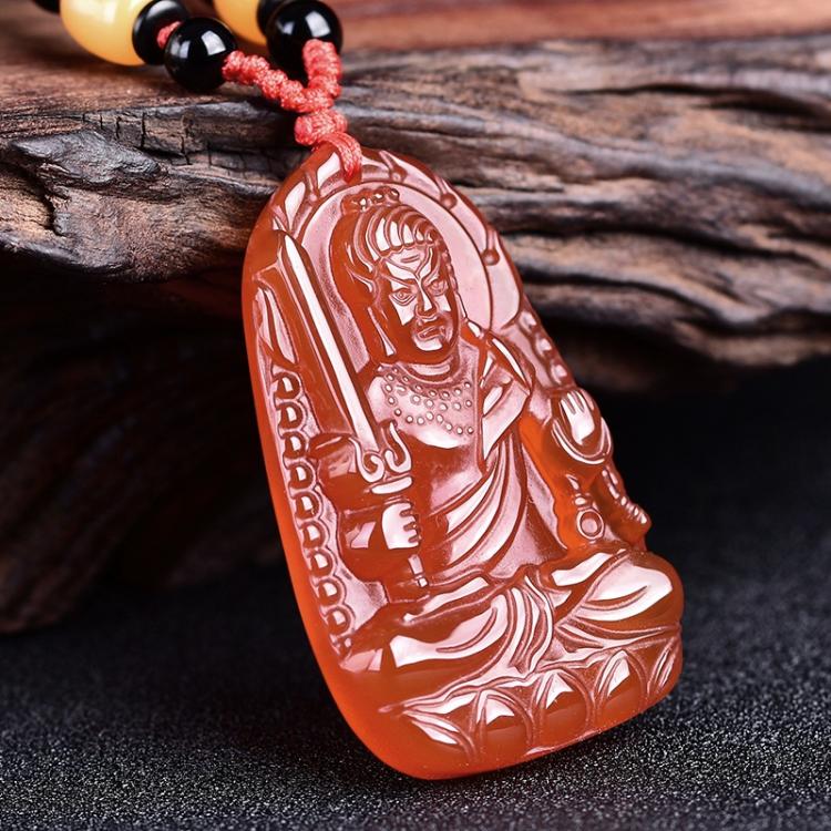 红玉髓不动明王吊坠生肖属鸡本命佛守护神男女项坠不动尊菩萨