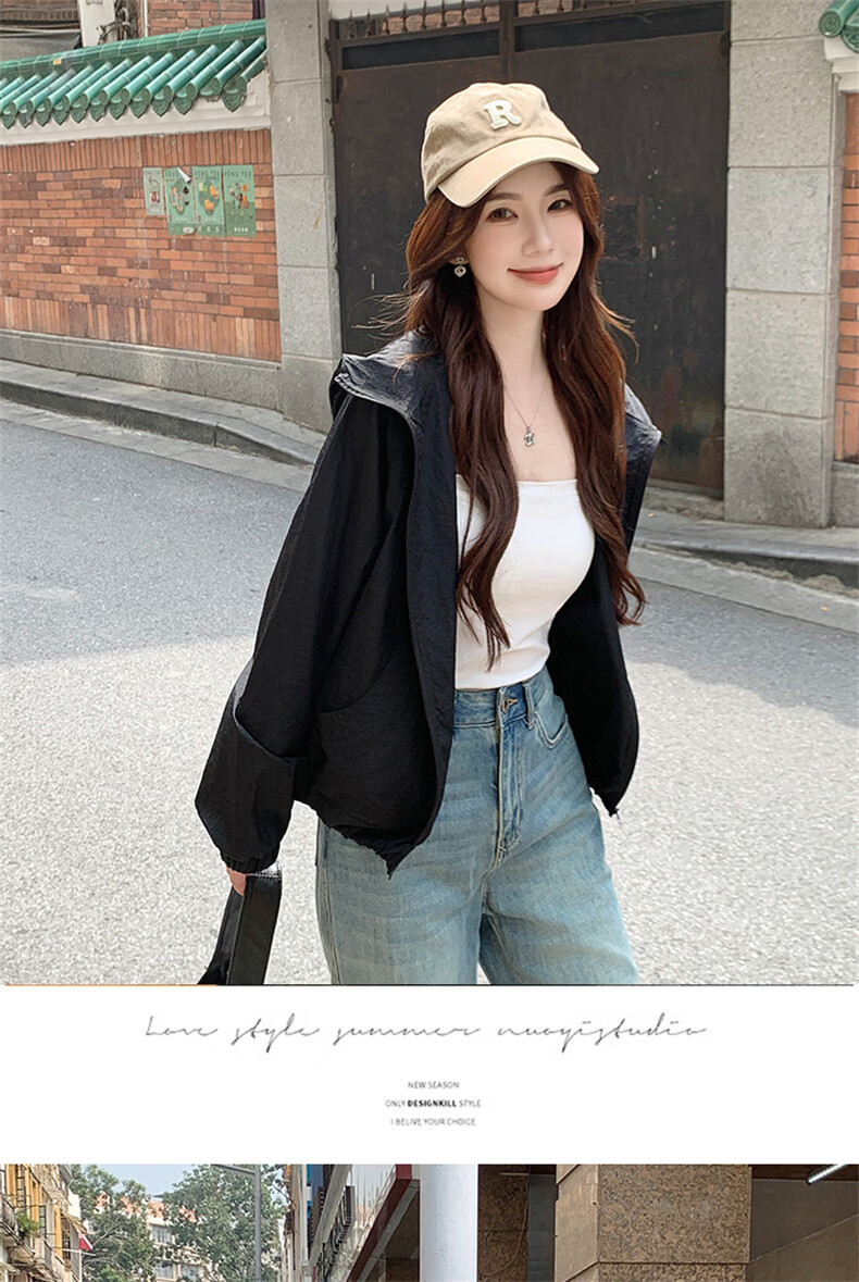 Langsha Women's Hooded Woven Sun Protection Jacket Summer Lightweight Outdoor Sports UV Protection Quick-Dry Loose Coat 21