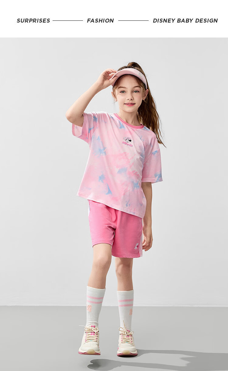 Disney Kids Boys and Girls Sports Set Children's Short Sleeve Two-Piece Summer Casual Outfit Dreamy Blue-Purple Tie-Dye Size 140 26
