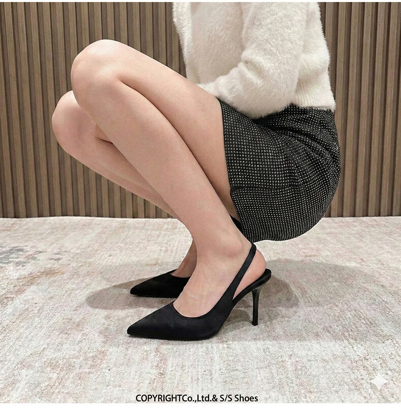 FOOTOPPO Suede High Heels Women Comfortable Non-Slip Black Stiletto Sandals Elegant Pointed Toe High Heels 17