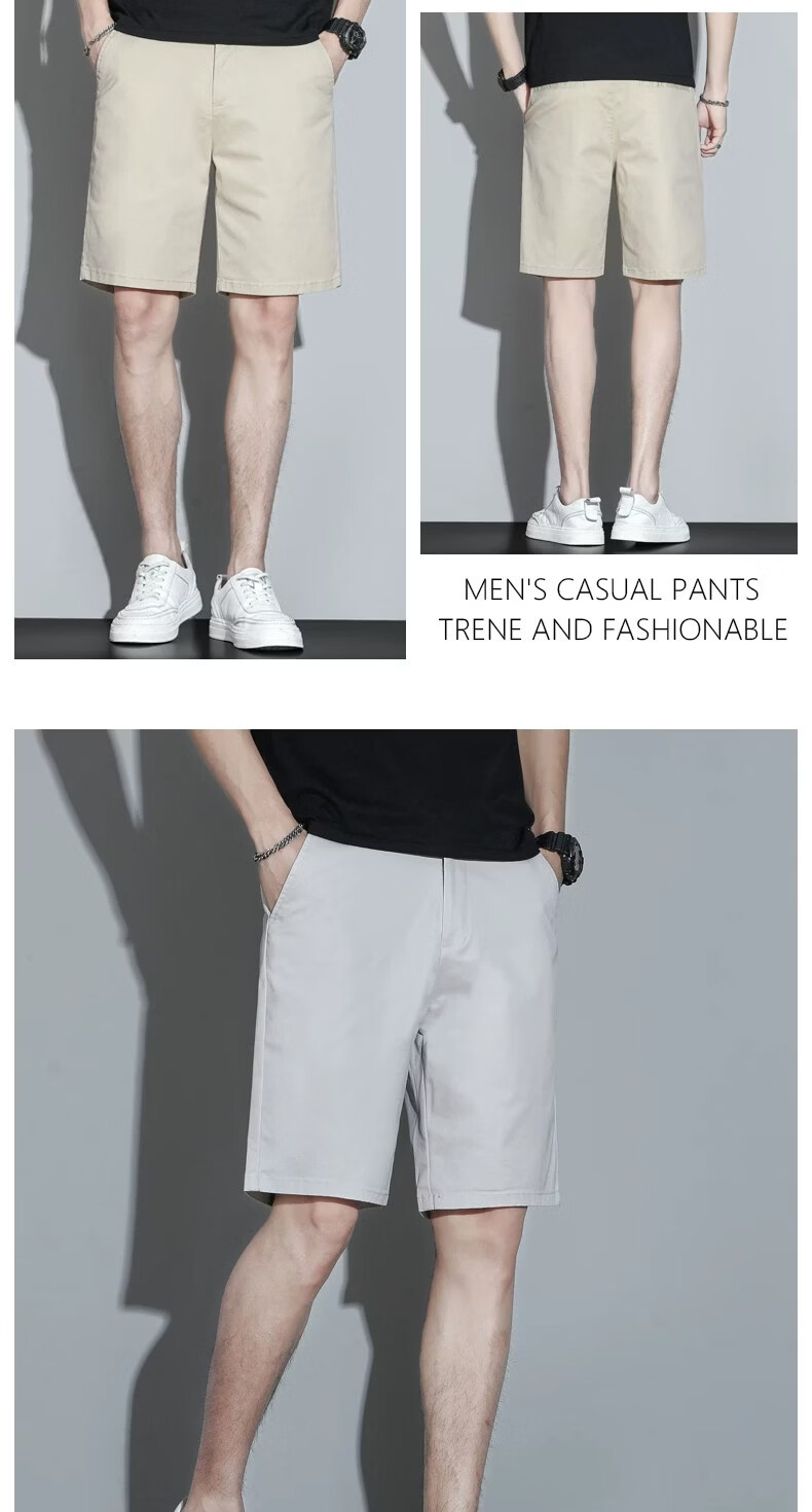 ROMON Men's Off-White Cotton Lightweight Summer Shorts 2026 New Loose Fit Versatile 5-Inch Length 10