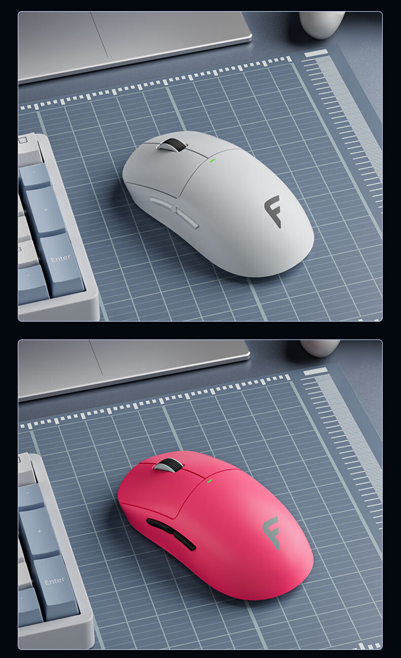 Founder Tri-Mode Gaming Mouse Wired/2.4G/Bluetooth 60G Ultra-Lightweight Feel Small to Medium Hand S205 Esports Chip All-Purpose Gaming Office Mouse G980 Pure White 16