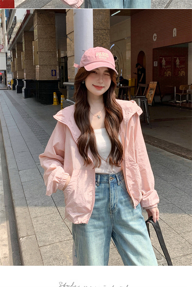 Langsha Women's Hooded Woven Sun Protection Jacket Summer Lightweight Outdoor Sports UV Protection Quick-Dry Loose Coat 15