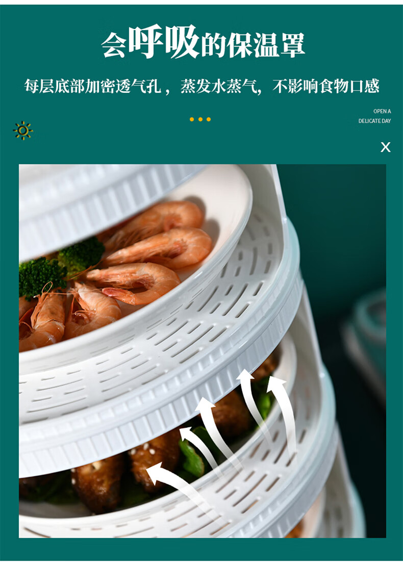 德国进口品质保温菜罩家用饭菜罩多层折叠防尘餐桌盖菜罩剩菜神器盖