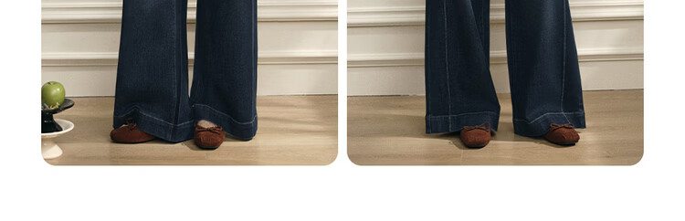 Giordano Designer Women's Pants Deep Blue Vintage Washed High Waist Wide Leg Jeans 18416302 8