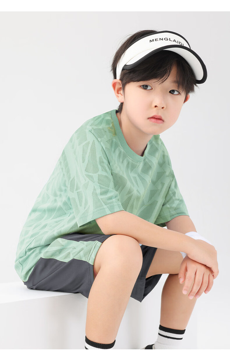 Zuoxi Boys' Summer Outfit Set, 2026 New Style Children's Short-Sleeve Set, Quick-Dry Sports Two-Piece Suit for Summer, Blue, Size 160 32