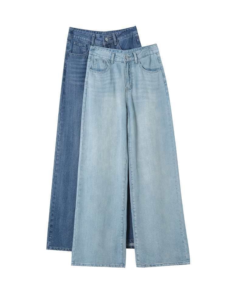 Rommon Tencel 100% Lyocell Denim Jeans Women Summer Draped Loose Ice Silk Slim Wide-Leg Pants Light Blue L 27