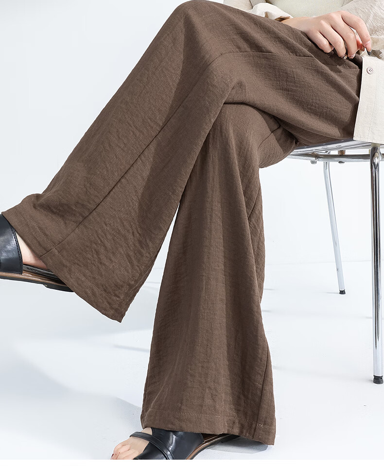 MINISO Women's Linen Wide-Leg Pants 2026 New Summer Thin High-Waist Lazy Style Straight Pants Slim Casual Trousers 21