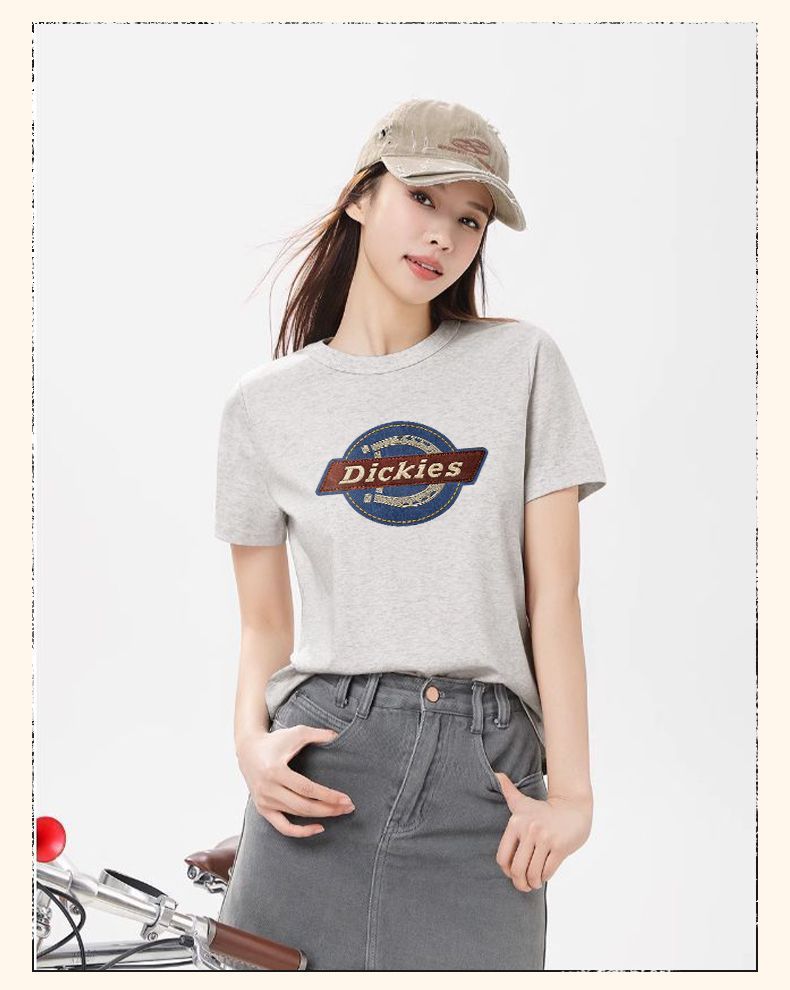 Dickies Dikus Antibacterial Short Sleeve T-Shirt Women 2026 New Summer American Classic Shoulder Top C Navy Blue L 7