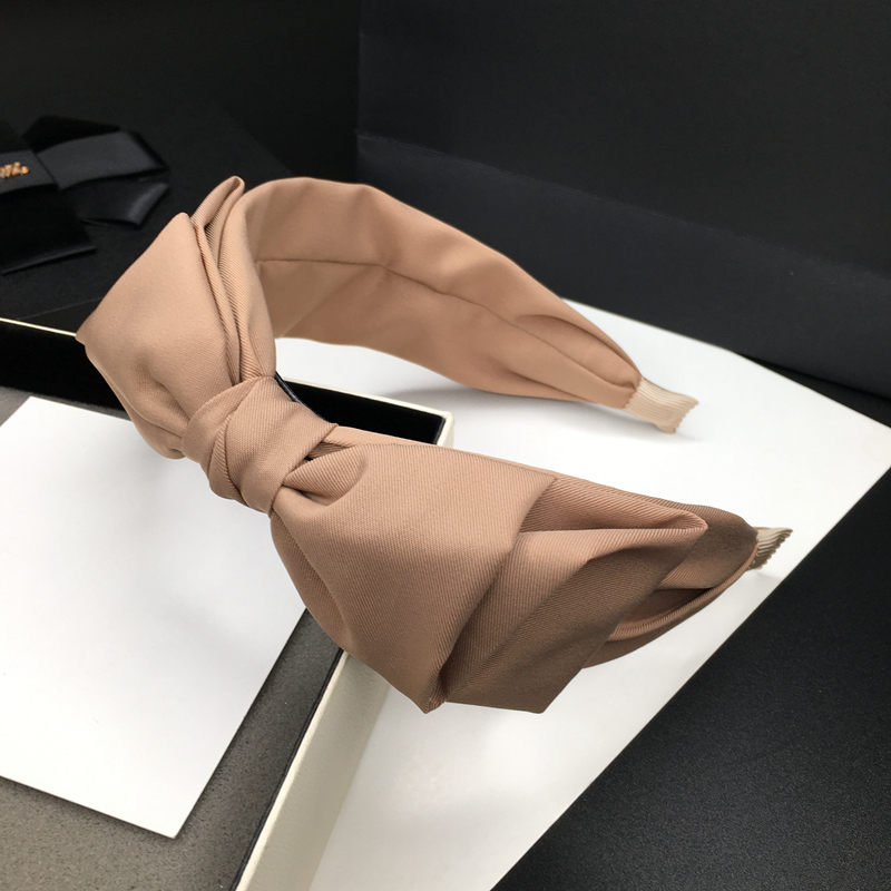 纯色布艺发箍侧面蝴蝶结头箍宽边简约日常韩系大方气质发卡新款女黑色