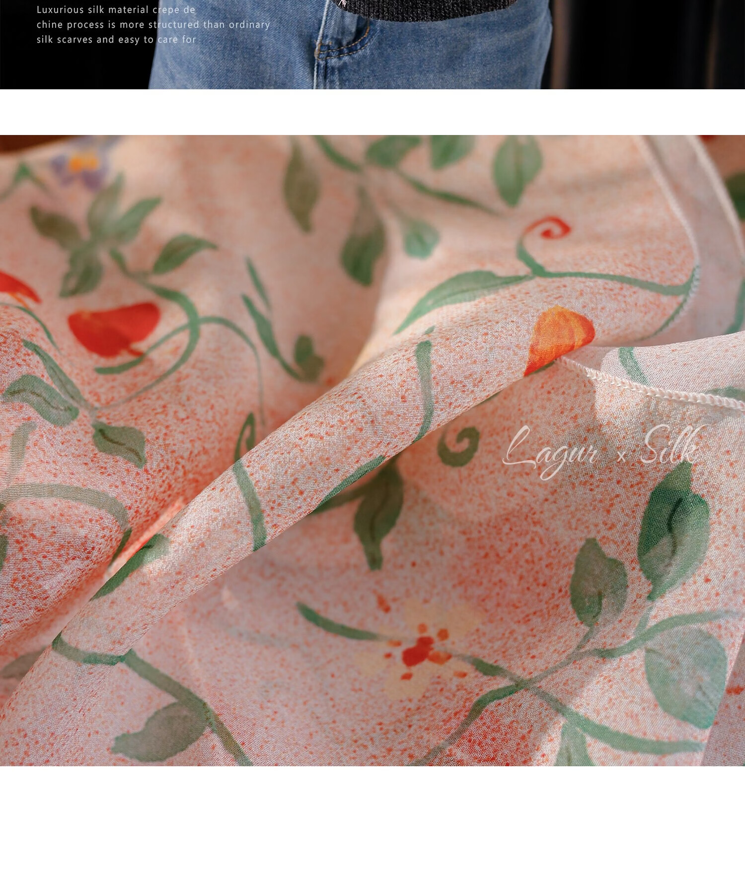 Lagur "Strawberry Dots" Sweet Feel~100% Chiffon Scarf Long Lightweight Women's Strawberry Dot Pattern 20