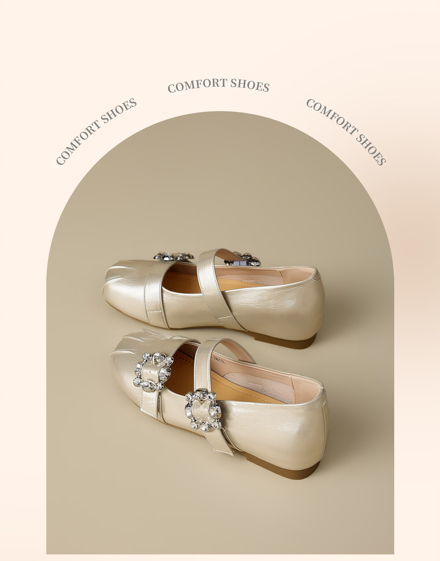 Josiny Women's Internal Height Increasing Mary Jane Shoes 2026 Summer New Shallow Thick Sole Leather Shoes with Skirt Champagne Gold Size 37 2