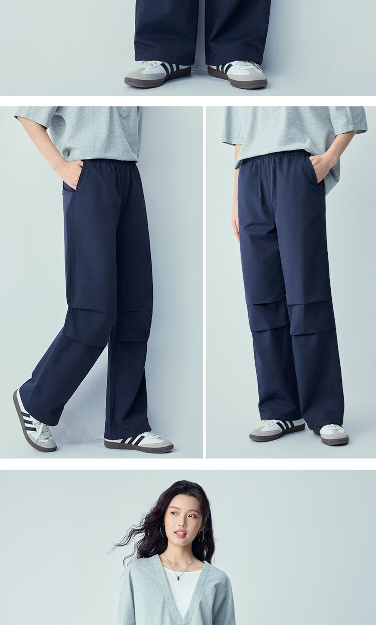 Giordano Women's Pants 2026 Summer Black Technology Cooling Pleated Elastic Waist Jogger Cargo Pants 05416309 13