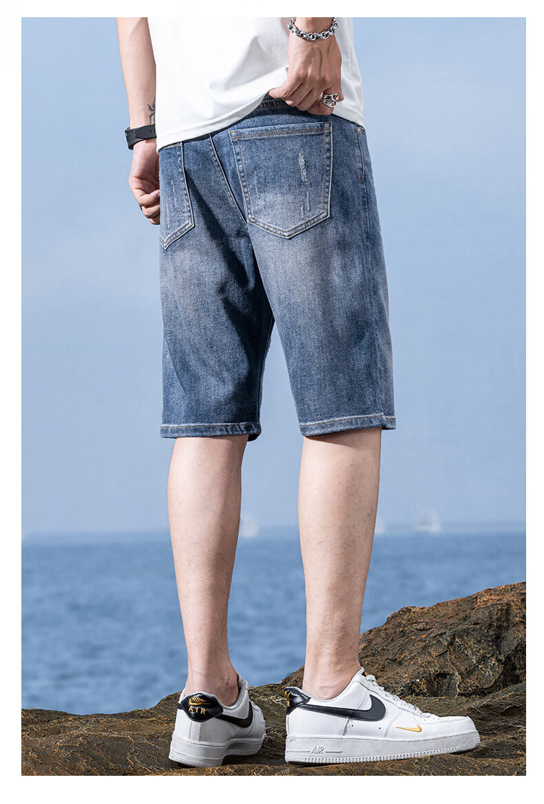 Pierre Cardin Men's Summer Lightweight Loose Denim Shorts Nostalgic Blue Size 30 13
