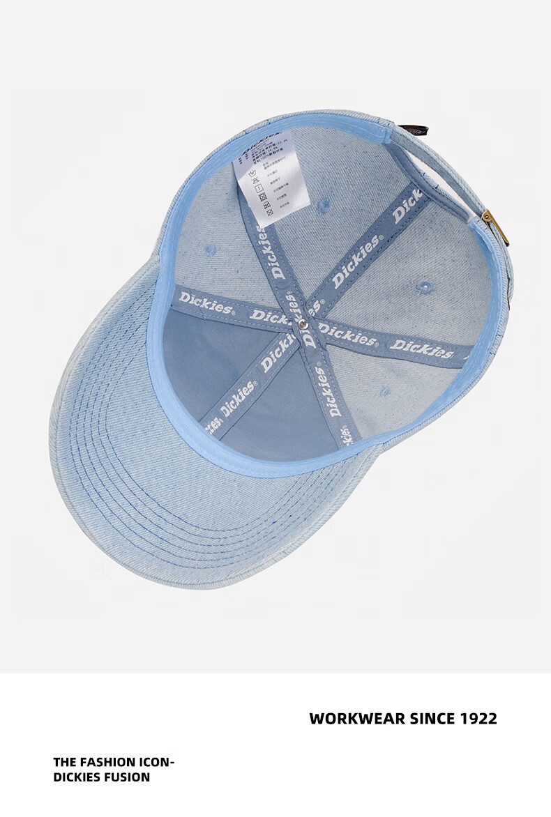 Dickies Distressed Vintage Baseball Cap Unisex Couple Sun Protection Deep Fit Duckbill Hat Light Blue 20