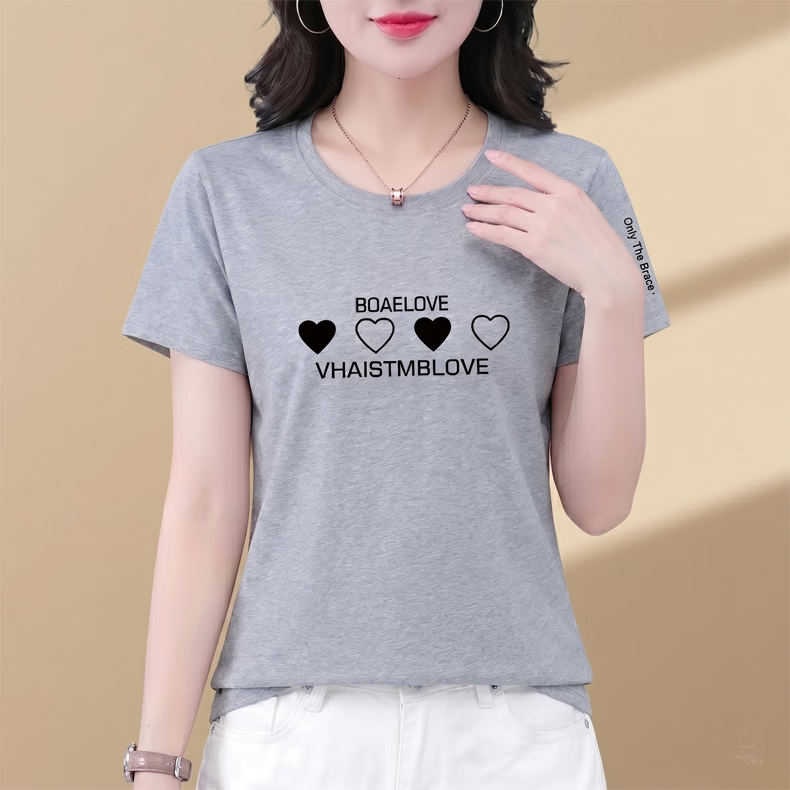 AEMAPE Good Cotton Short Sleeve T-Shirt Women Summer 2026 New Middle-aged Mom Mother's Day Casual Stylish Loose Fit Top 11