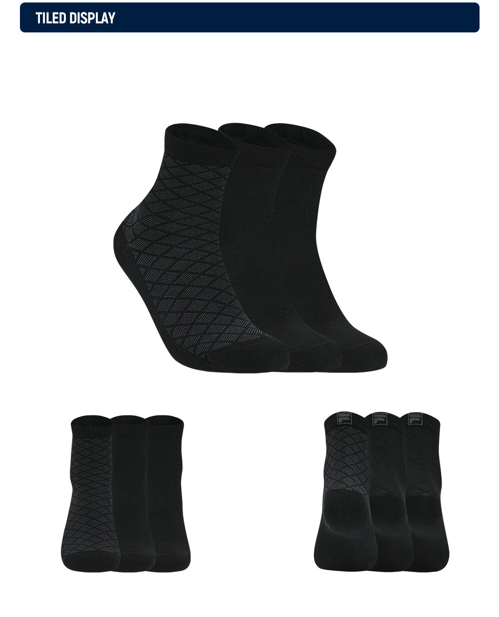 FILA Official Men's New Mid-Waist Sock Set Casual Antibacterial Sports Socks Mid-Calf Socks 3 Pairs Pack 4