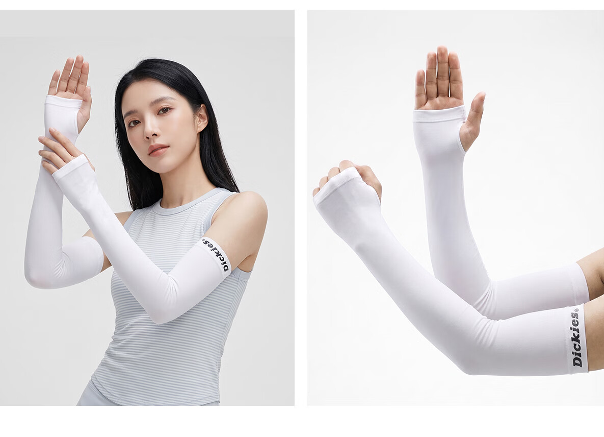 Dickies Women's Cooling UV Protection Ice Silk Arm Sleeves for Driving, Cycling, Outdoor Fishing - White 15