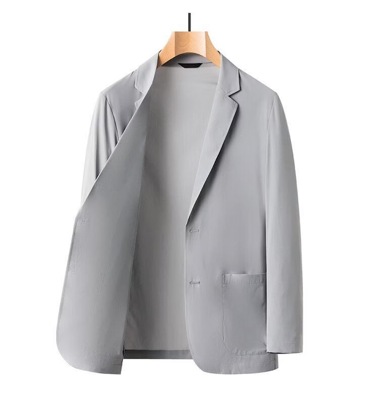ROMON Summer Ice Silk New Middle-aged Casual Blazer Seamless Business Men's Sun Protection Jacket Gray Green XL 14