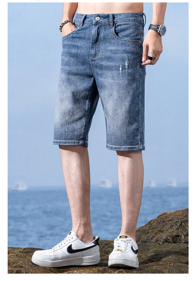 Pierre Cardin Men's Summer Lightweight Loose Denim Shorts Nostalgic Blue Size 30 14