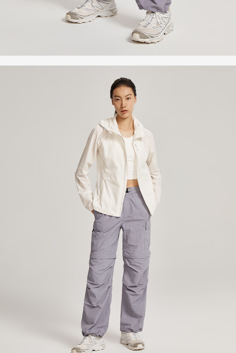BEIN SPACE Summer New Women's Hiking Durable Water-Repellent Detachable Outdoor Long Pants Mountaineering Pants A080 Moon Shadow Gray L 26