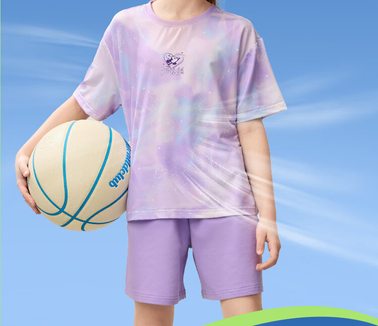 Disney Kids Boys and Girls Sports Set Children's Short Sleeve Two-Piece Summer Casual Outfit Dreamy Blue-Purple Tie-Dye Size 140 2