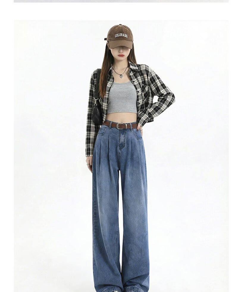 Langsha Tencel Soft Denim Wide-Leg Pants for Women 2026 Summer New Loose High-Waist Slim Straight Ice Silk Casual Long Pants 13