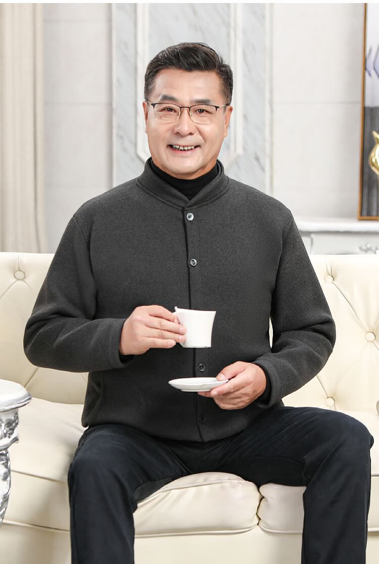 冬天棉袄老头穿的棉服老年人驼绒男棉袄加绒加厚爸爸装棉衣保暖老头