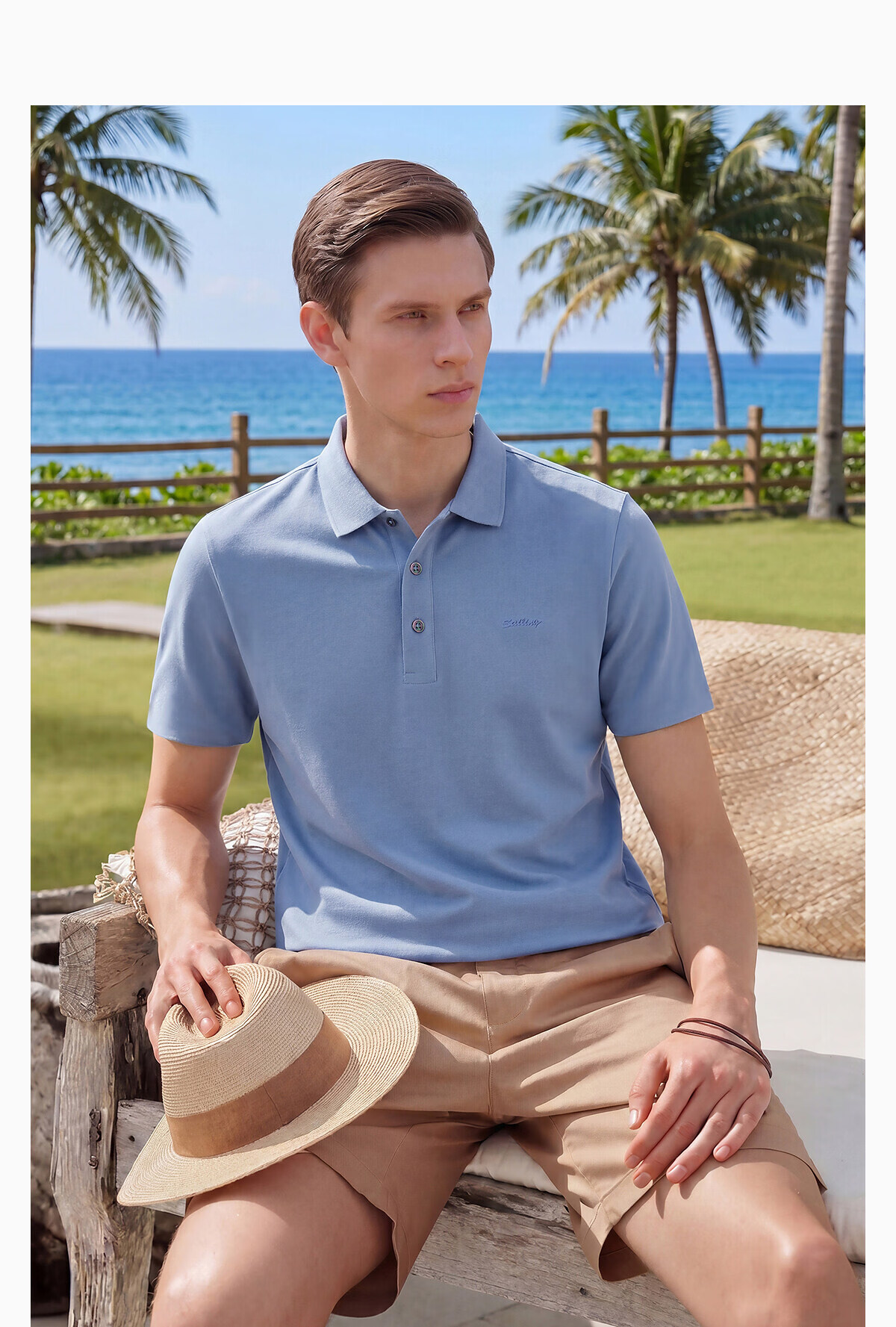 Hodo Red Bean Mulberry Silk Blend Short Sleeve Polo Shirt Men Summer Cool Comfortable Breathable Cotton T-Shirt Men Collared T-Shirt 12
