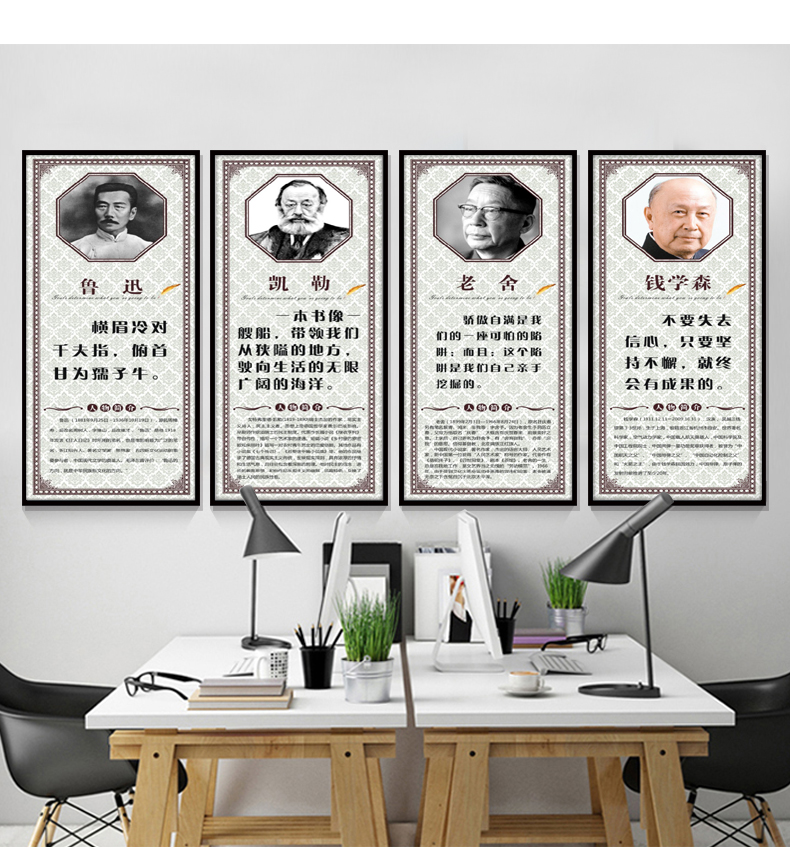 名人名言教室励志标语墙壁装饰挂画图书馆孔子爱迪生马克思画像s757