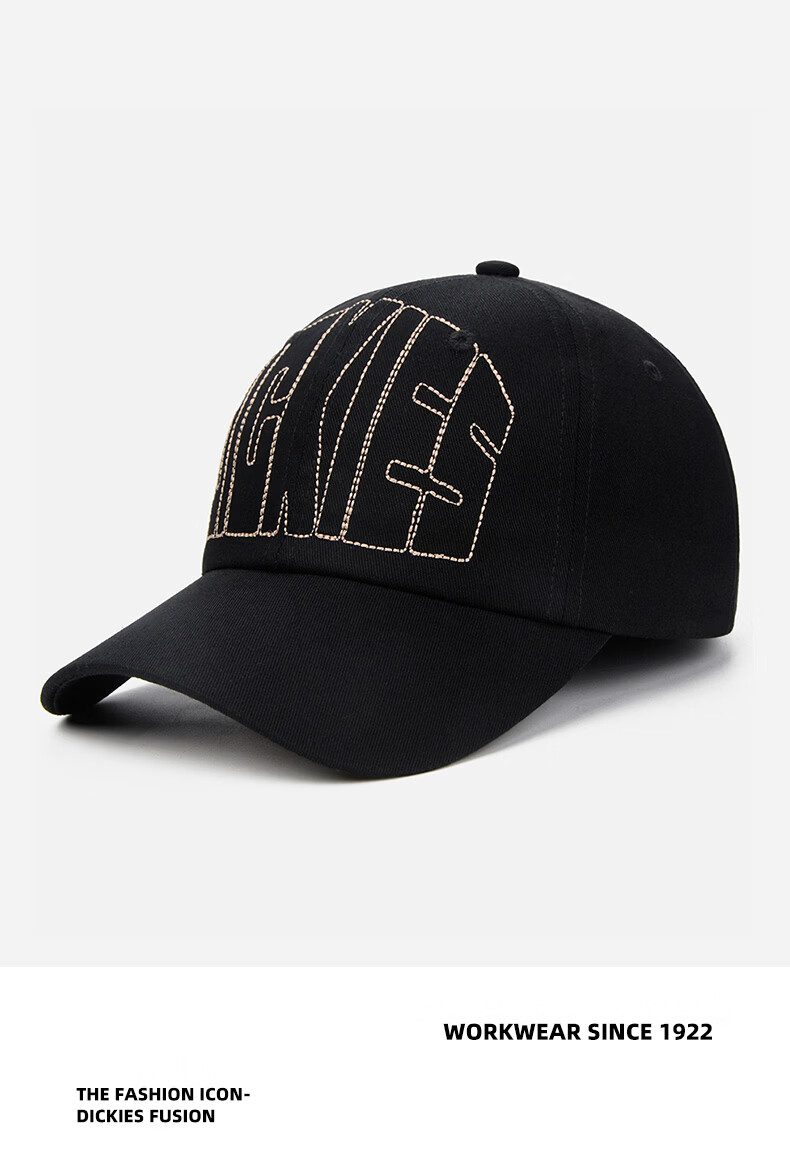 Dickies Unisex New Letter Baseball Cap Large Head Circumference Simple Sunshade Outdoor Sports Duckbill Hat Navy Blue 7