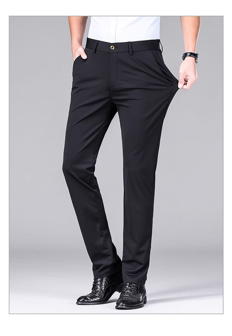 Romon Three-Proof Fabric Ice Silk Men's Casual Pants Summer Thin Straight Loose Trousers Dark Gray Thin 34 12
