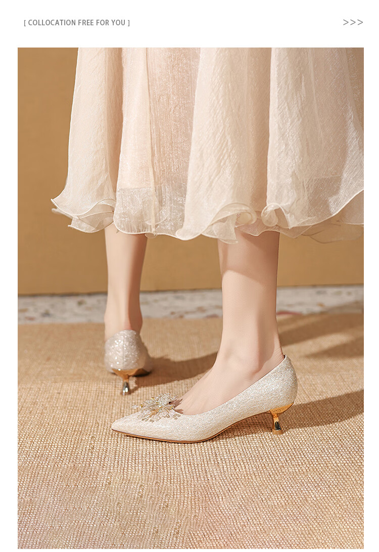 Josiny Red Wedding Shoes for Women, Spring 2026 New Season High Heels, Bridal Engagement Shoes, French-Style Pumps, Xiuhe Wedding Dress, Red, Size 35 4