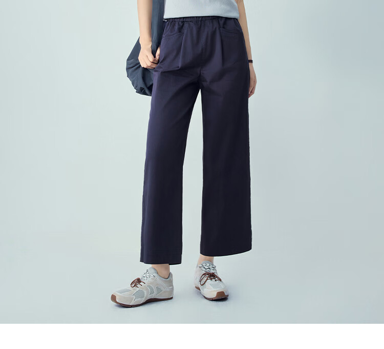 Giordano Women's Pants 2026 Summer Black Tech Cooling Elastic Waist Nine-Point Straight Casual Pants 05426305 18