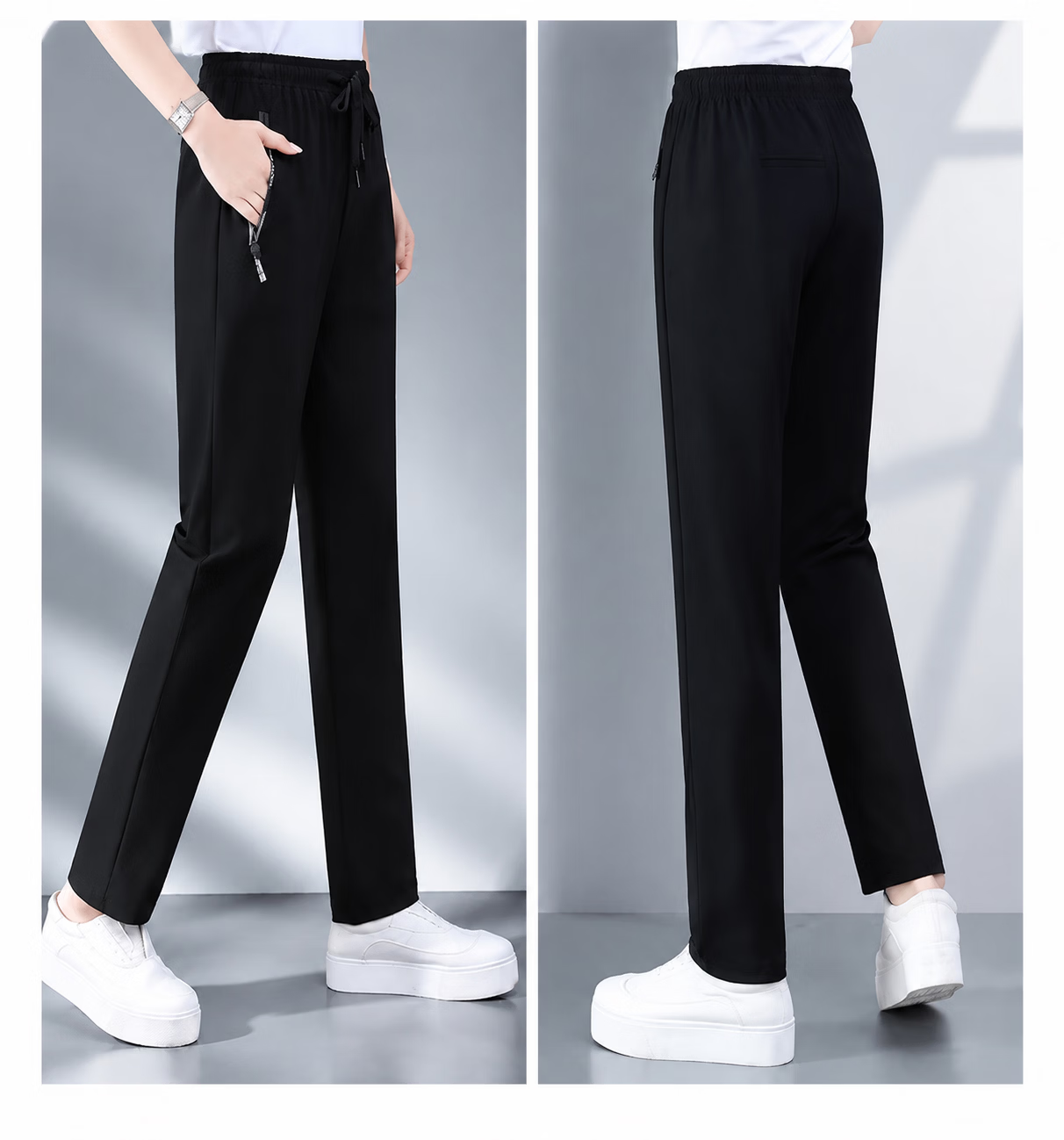 AEMAPE Plus Size Ice Silk Pants for Women 2026 New Summer Thin High Waist Draped Cool Fashion Casual Straight Sweatpants 18