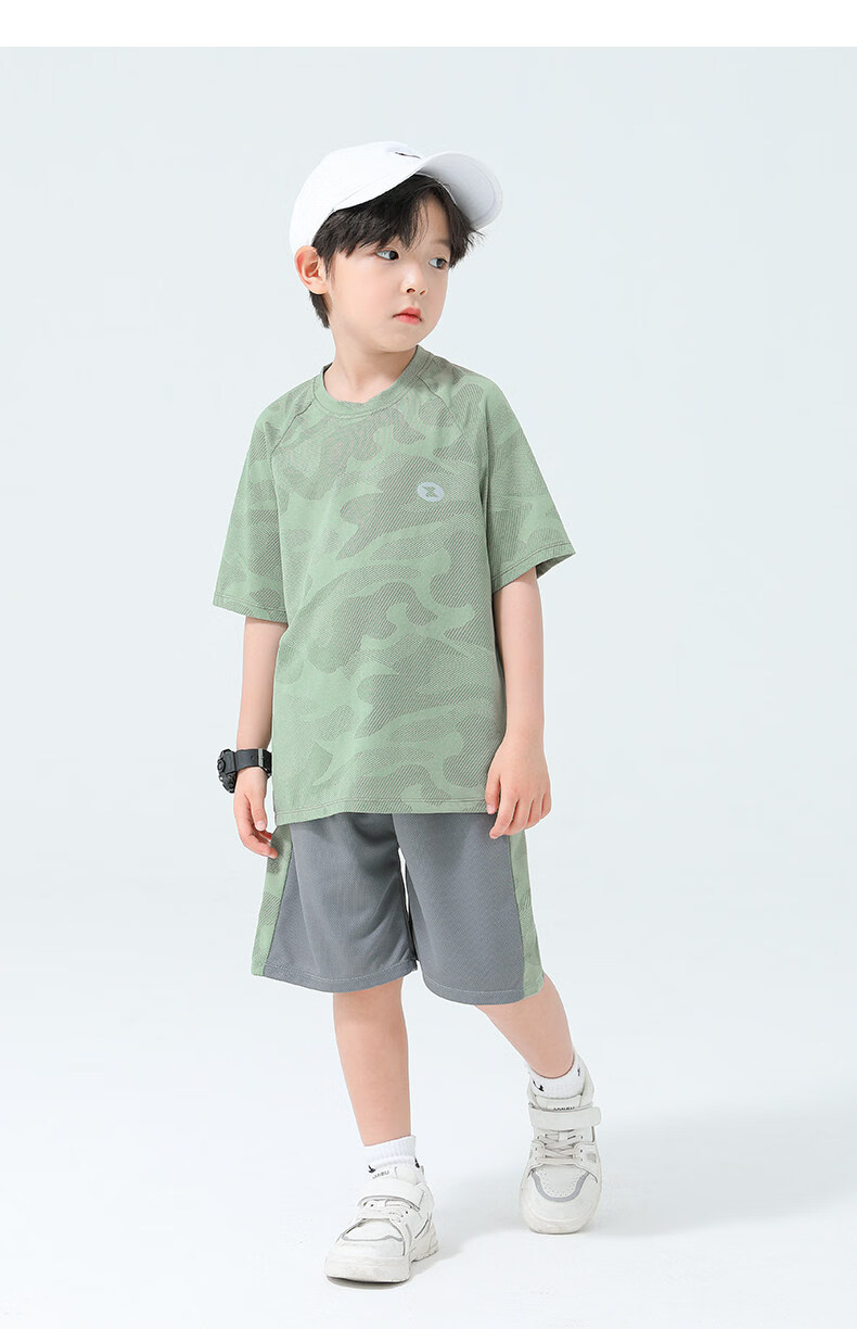 Zuoxi Boys' Summer Outfit Set, 2026 New Style Children's Short-Sleeve Set, Quick-Dry Sports Two-Piece Suit for Summer, Blue, Size 160 41