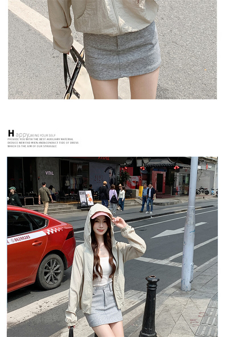 Langsha Women's Hooded Woven Sun Protection Jacket Summer Lightweight Outdoor Sports UV Protection Quick-Dry Loose Coat 8