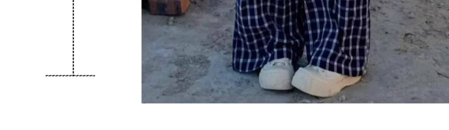 Borui Zhao Lusi Style Bubble Gauze Plaid Wide-Leg Summer Breathable Casual Straight Pants for Women 5