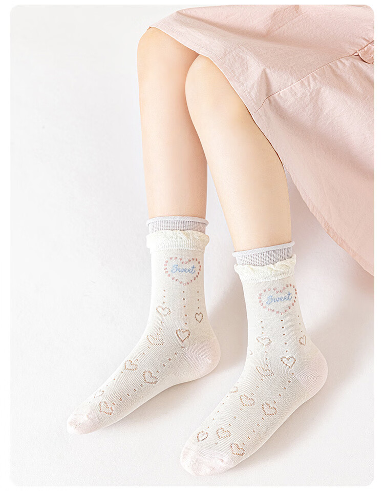 Deesha Princess Pink Summer Mesh Breathable Lightweight Girls Socks A-Class Xinjiang Long-Staple Cotton for Older Girls 11