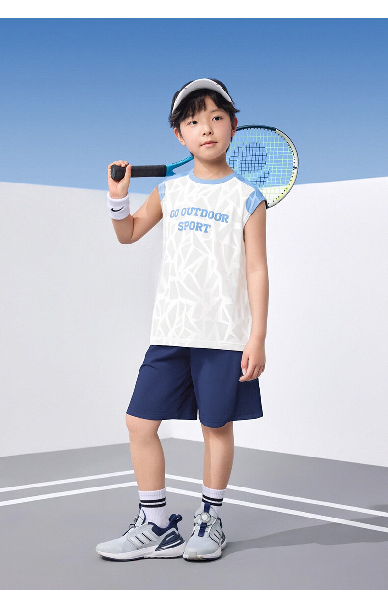 Zuoxi Boys' Summer Outfit Set, 2026 New Style Children's Short-Sleeve Set, Quick-Dry Sports Two-Piece Suit for Summer, Blue, Size 160 47