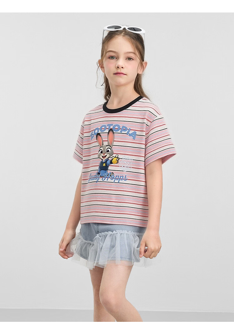 Disney Zootopia Girls' Short Sleeve T-Shirt Judy Print Cotton Pink Size 110 31