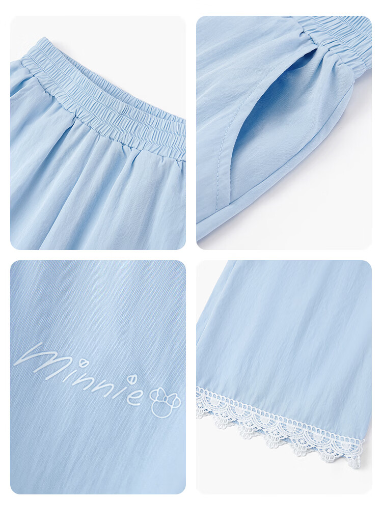 Disney Girls' Sleeveless Ruffle Edge Set Summer Ruffled Wide-Leg Pants Two-Piece Spliced Vest Blue 140 19
