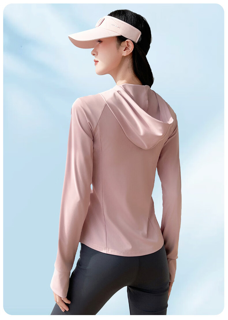 Langsha Women's Pocket Sunscreen Jacket Ice Silk Summer Slim Fit UV Protection Outdoor Hooded Cardigan Sunscreen Coat 25