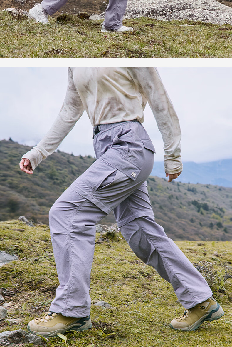 BEIN SPACE Summer New Women's Hiking Durable Water-Repellent Detachable Outdoor Long Pants Mountaineering Pants A080 Moon Shadow Gray L 19