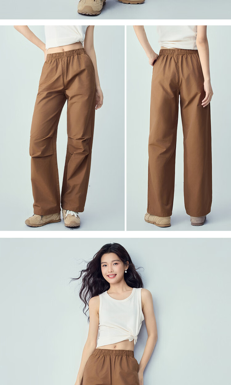 Giordano Women's Pants 2026 Summer Black Technology Cooling Pleated Elastic Waist Jogger Cargo Pants 05416309 11
