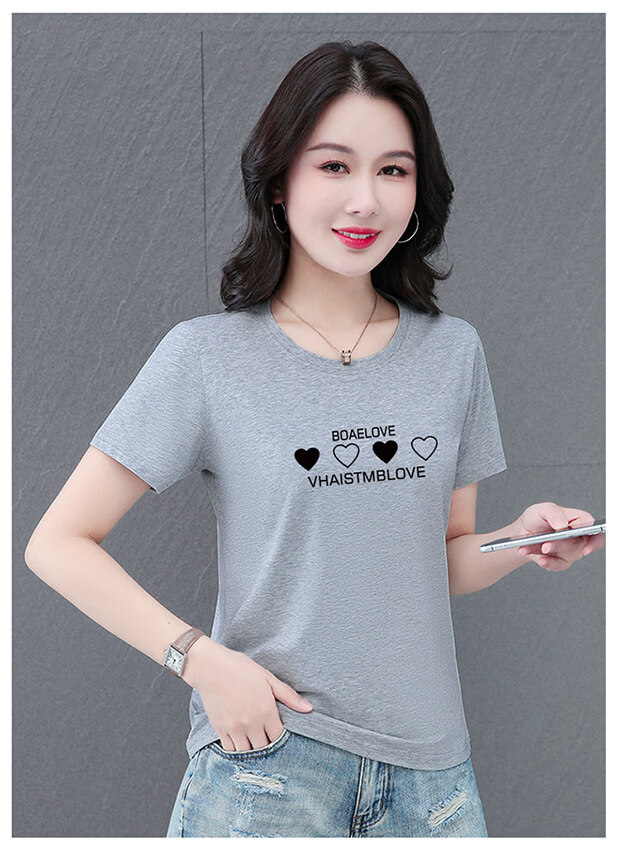 AEMAPE Good Cotton Short Sleeve T-Shirt Women Summer 2026 New Middle-aged Mom Mother's Day Casual Stylish Loose Fit Top 12