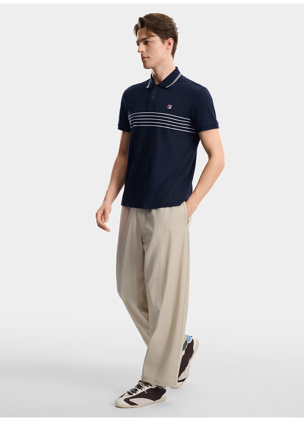 FILA Official Men's Knitted Short Sleeve Polo Shirt 2026 Autumn Pure Cotton Cool Basic Top 7