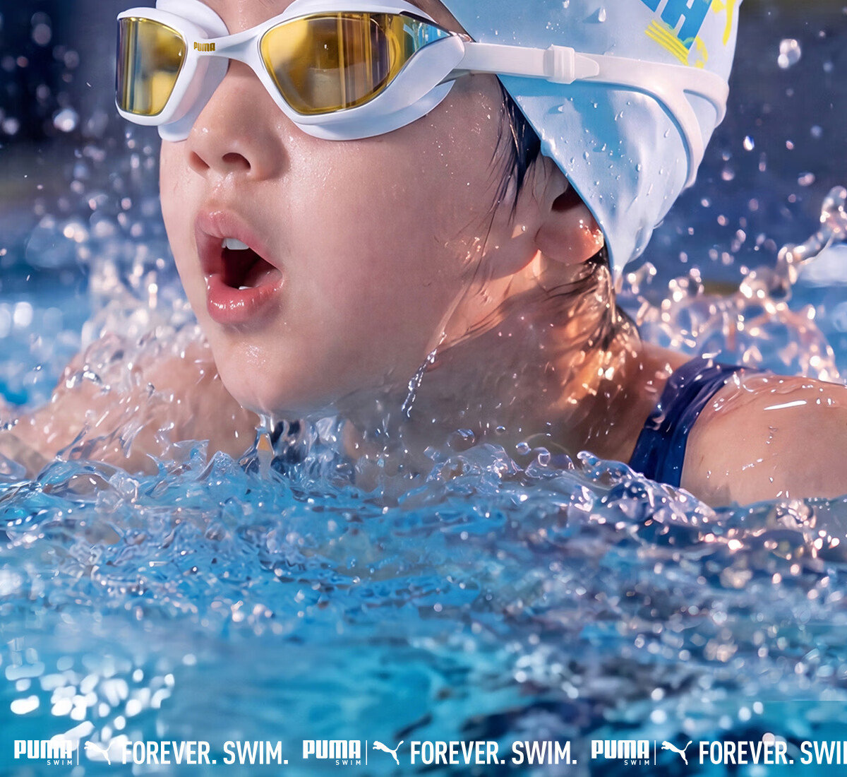 PUMA Kids Silicone Swim Cap Lightweight Comfortable Non-Tight Slip-Resistant Waterproof High Elastic Skin-Friendly Eco-Safe Material Swimming Cap 4